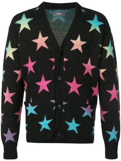 Amiri Star Jacquard-knit Cashmere-blend Cardigan In Black,multi