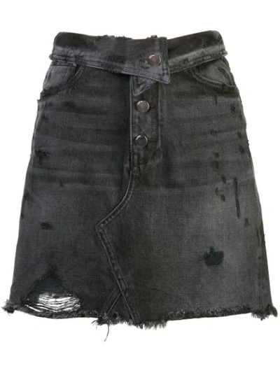 Amiri Distressed Denim Skirt In Black