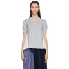 Sacai Grey & White Pleated Back Short Sleeve Sweater In 377 Ltgry/white