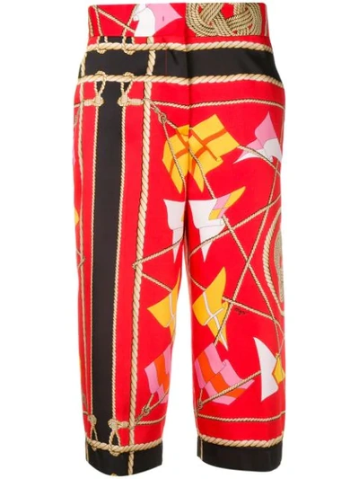 Msgm Sail Print Trousers In Red