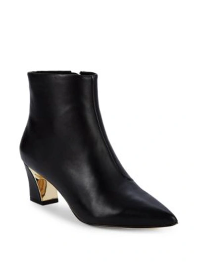 Karl Lagerfeld Aurora Metallic Heel Ankle Boots In Black