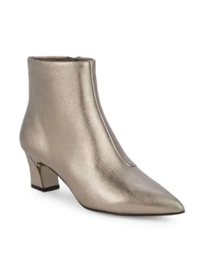 Karl Lagerfeld Aurora Metallic Heel Ankle Boots In Gunmetal