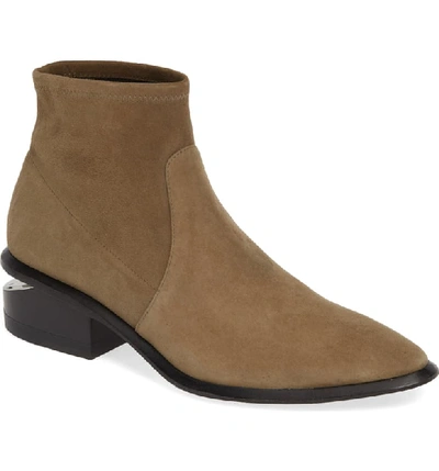 Alexander Wang Kori Stretch Suede Ankle Booties In Khaki Suede