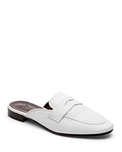 Bougeotte Lizardskin Loafer Mules In White