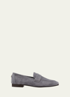 Bougeotte Flaneur Suede Flat Loafers In Gray