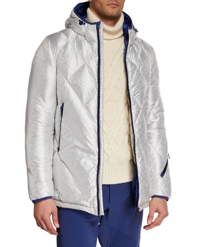Stefano Ricci Men's Quilted Metallic Ski Jacket In W001 Pearl White
