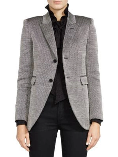 Saint Laurent Woven Lamé Blazer In Black Grey