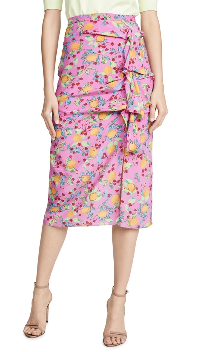 Saloni Kelly Floral-print Silk Crepe De Chine Midi Skirt In Multi