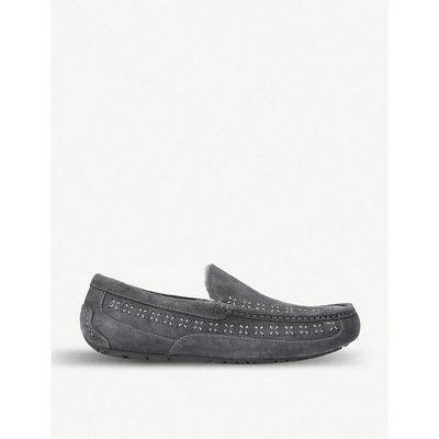 Ugg Ascot Stitch-detail Suede Loafers In Grey/dark