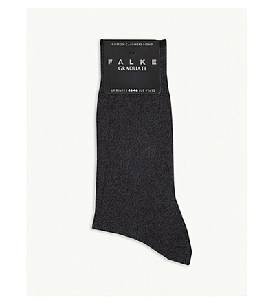 Falke Graduate Cotton And Cashmere-blend Socks In Anthracite