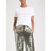 Balmain Womens White Logo-print Cotton-jersey T-shirt