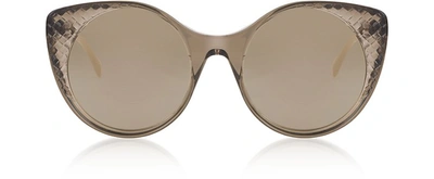 Bottega Veneta Sunglasses Bv0148s Transparent Brown Acetate Sunglasses In Marron / Or
