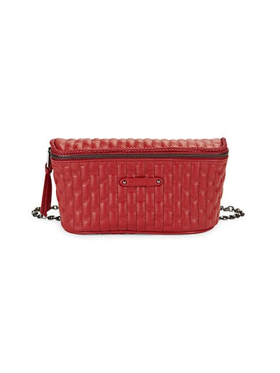 Longchamp Amazone Quilted Leather Convertible Belt Bag In Red/gunmetal