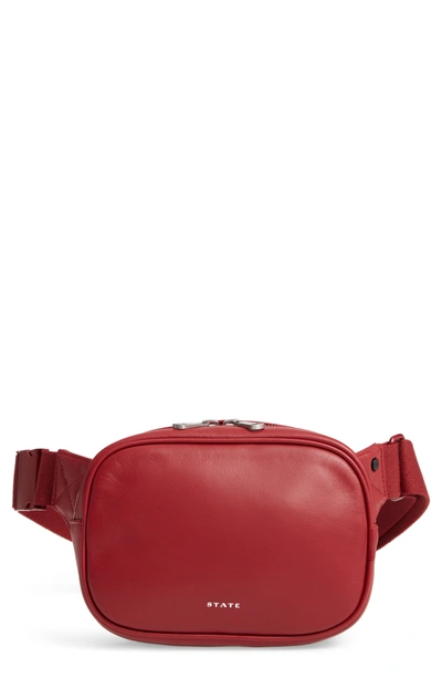 State Homecrest Crosby Leather Belt Bag - Red In Red Dahlia