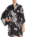Josie Freestyle Floral Print Satin Short Robe In Black/pink