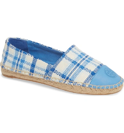 Tory Burch Colorblock Espadrille Flat In Blue Check In Plaid/ Chambray