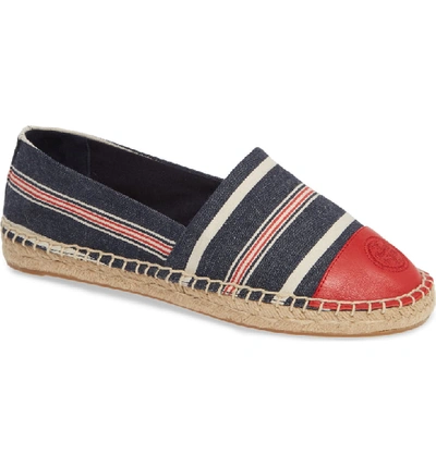 Tory Burch Colorblock Espadrille Flat In Navy Multi/ Ruby Red