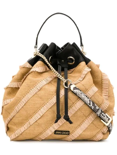 Jimmy Choo Juno Raffia Bucket Bag In Multi