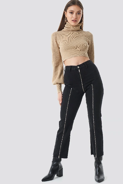 Chloé Cropped Zipper Jeans Black