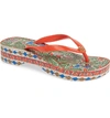 Tory Burch Wedge Flip Flop In Spicy Orange/ Wild Allover