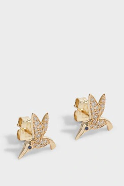 Sydney Evan Hummingbird Stud Earrings In Y Gold