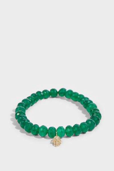 Sydney Evan Hamsa Charm Bracelet In Green