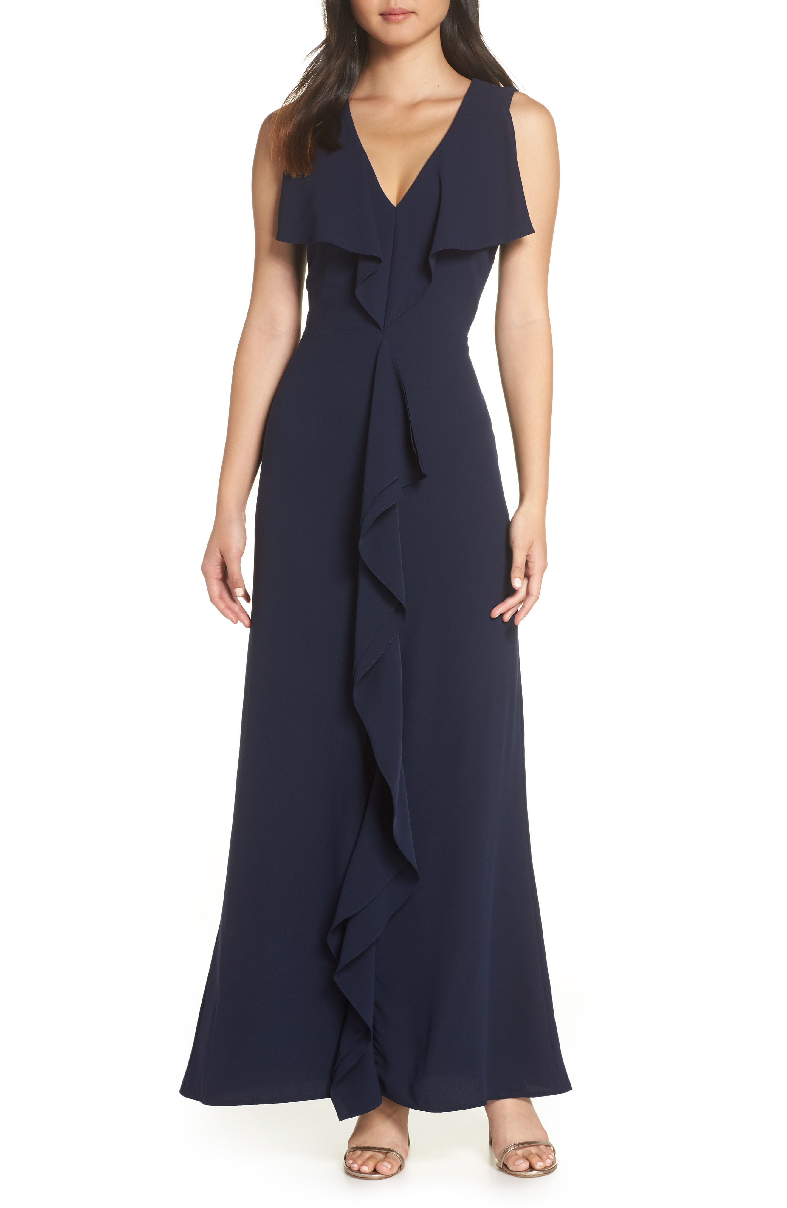 cascading ruffle gown
