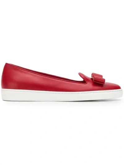 Ferragamo Vara Loafers In Red