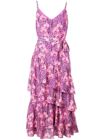 Borgo De Nor Leopard Print Tiered Dress In Pink