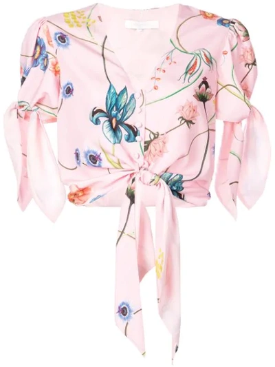 Borgo De Nor Miranda Floral Print Tied Shirt In Pink