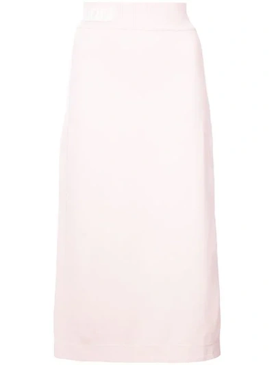 Fendi Logo Waist Soft Pencil Skirt In Pink