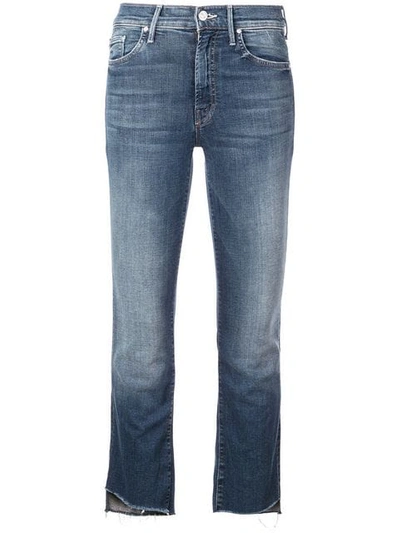 Mother Cropped Slim Fit Jeans In Blue