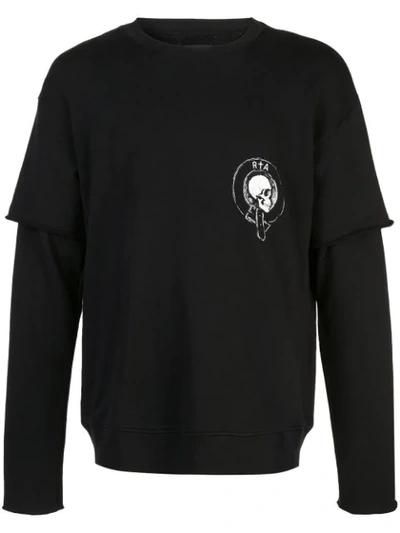 Rta Layered Skull Sweatshirt In Black