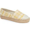 Tory Burch Colorblock Platform Espadrille In Yellow Check In Plaid/  Ivory