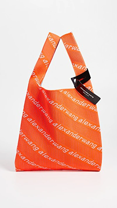 Alexander Wang Knit Jacquard Shopper Tote Bag In Orange