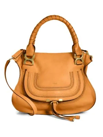 Chloé Medium Marcie Leather Satchel In Tan