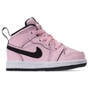 Nike Jordan Girls' Toddler Air 1 Mid Casual Shoes In Pink Size 7.0 Leather