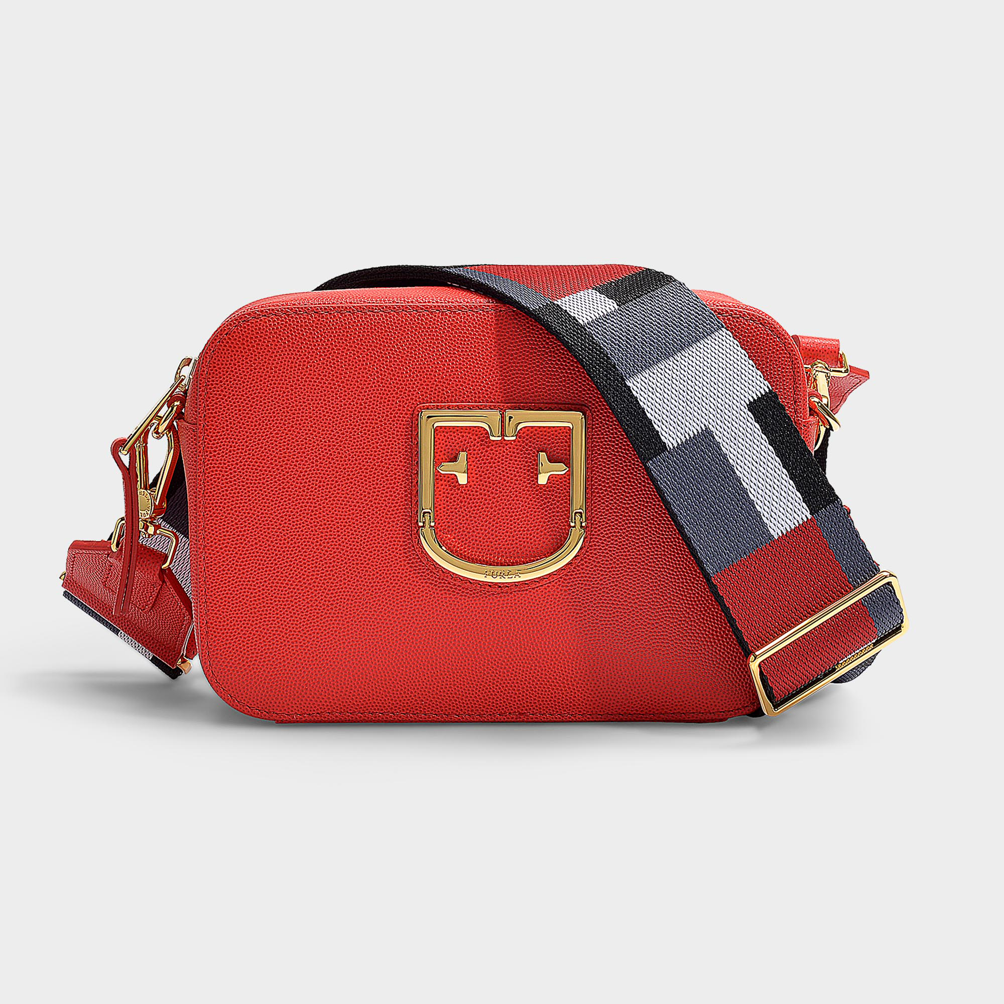 Furla | Brava Mini Crossbody Bag In Black Calfksin In Red | ModeSens