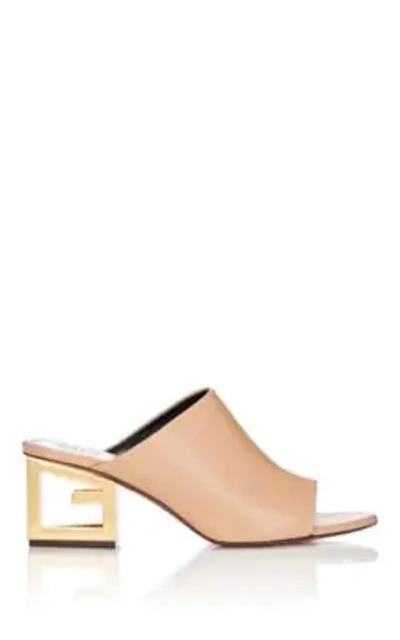 Givenchy Gold G Heel Mules In Rosa