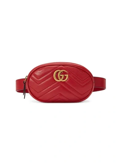 Gucci Gg Marmont Quilted Leather Belt Bag In Red