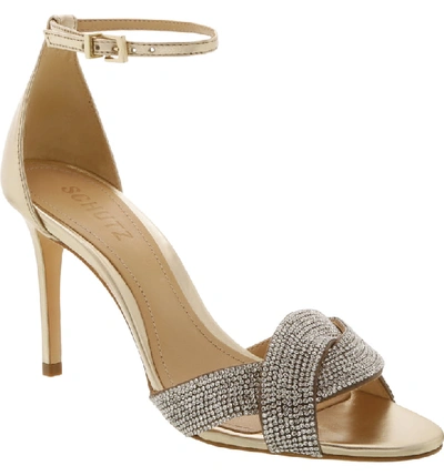 Schutz Jolita Ankle Strap Sandal In Platina Nappa Leather