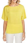 Vince Camuto Pleat Back Hammer Satin Top In Blazing Yellow