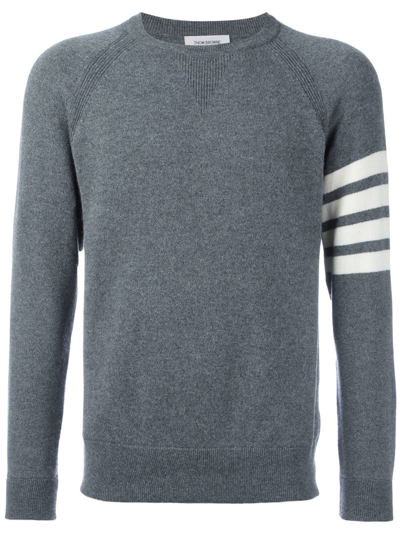 Thom Browne 4-bar Crew Neck Cashmere Jumper In Grey