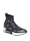 Ash Lulla Star High-top Sock Sneakers In Midnight Gold