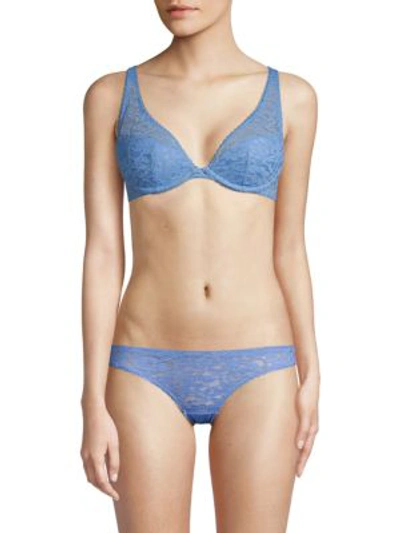 Stella Mccartney Racerback Underwire Lace Bra In Blue