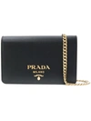 Prada Saffiano Lux Leather Shoulder Bag In Black