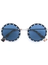 Valentino Crystal Embellished Sunglasses In Black