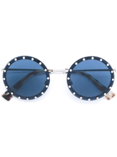 Valentino Crystal Embellished Sunglasses In Black