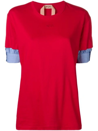 N°21 Short Layered Sleeve T-shirt In Red