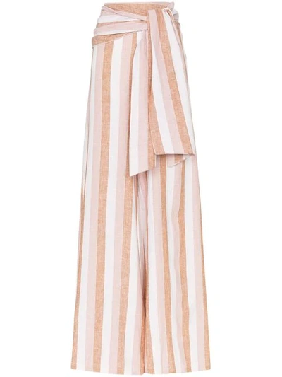 Adriana Degreas Porto Tie Waist Wide Leg Trousers In Pink